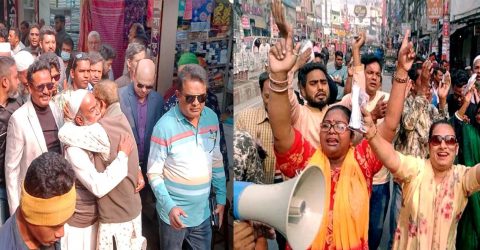 নাচ গান-উৎসব মূখর পরিবেশে জাপা মেয়র প্রার্থী মোস্তফার গণসংযোগ