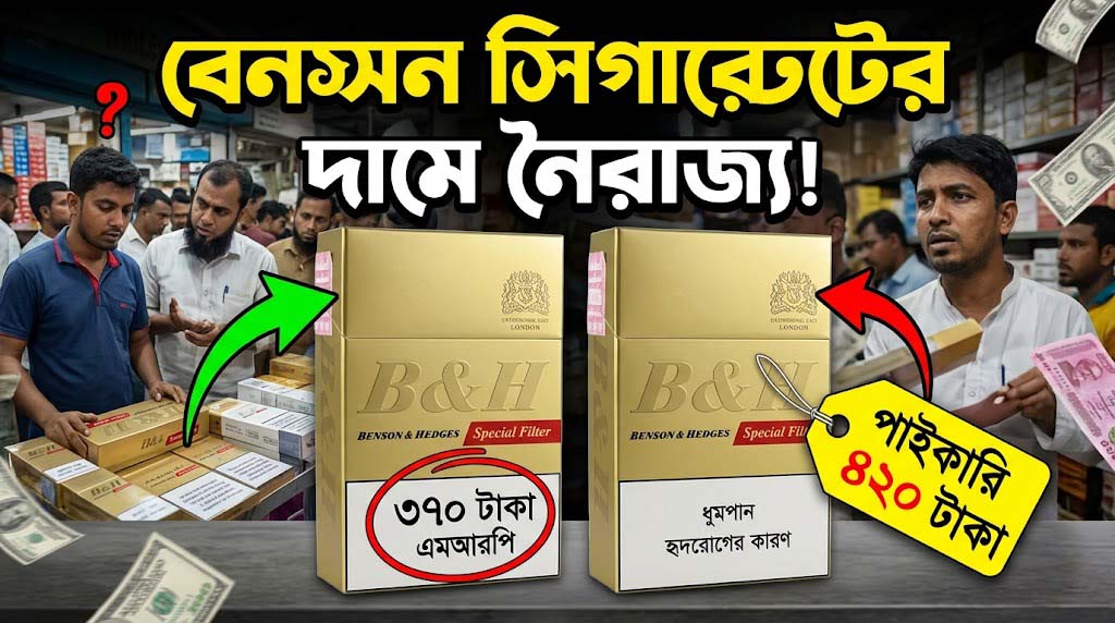 বেনসনের প্যাকেটের গায়ে ৩৭০ হলেও পাইকারি ৪২০ টাকা: ক্রেতা বিক্রেতাদের ক্ষোভ